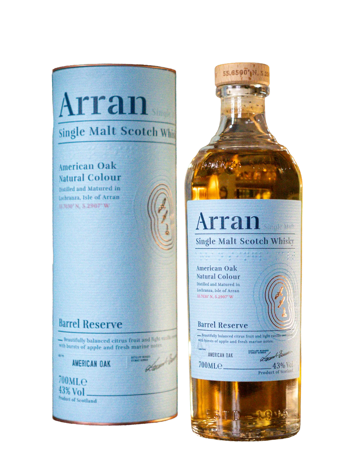 The Arran Malt, Barrel Reserve - American Oak Natural Colour - 43% - 70 cl. - Incl. a free 2 cl. sample