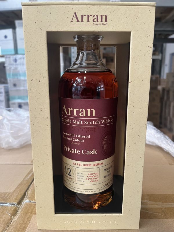 Arran 2012 - 12 years Old - Cask No 1927 - 57,9% - 1ST Fill Sherry Hogshead - 70 Cl. (Incl. a free 2 cl. sample) - Exclusive for Denmark