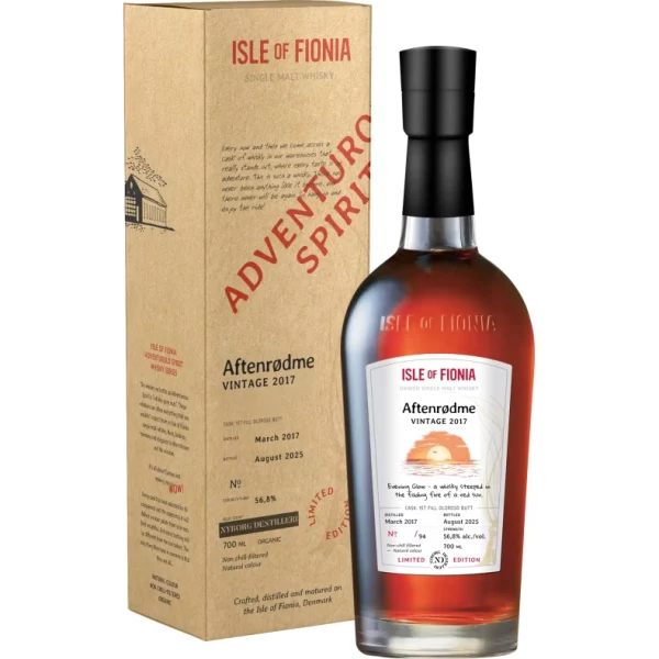 Nyborg Destilleri - Isle Of Fionia - 8 years old - AFTENRØDME - Single Malt Danish Whisky - 56,8% - Single Cask - 70 Cl.