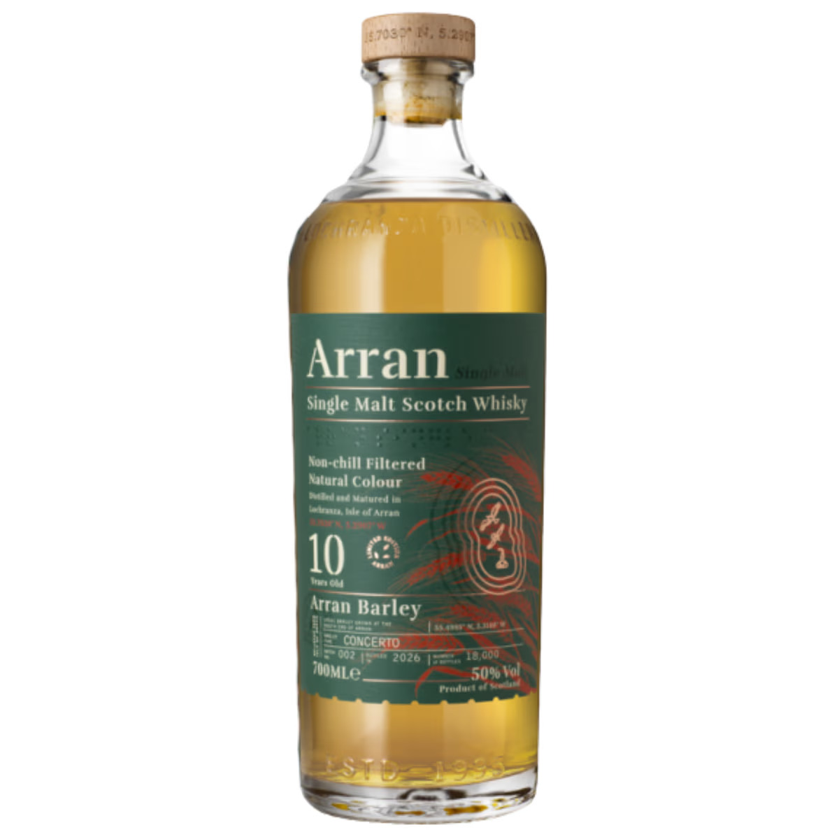 Arran - 10 Years Old Barley Batch 002 - 50% - 70 cl. - Incl. A Free 2 CL. Sample